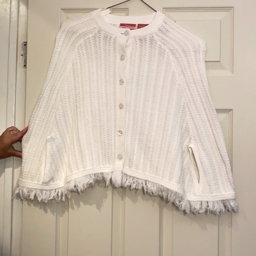 White Knitted Sweater Poncho